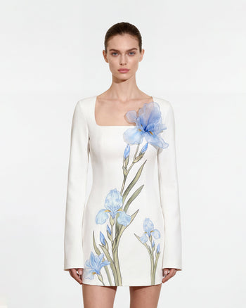 Blumenprint Bodycon-Kleid - Weiß