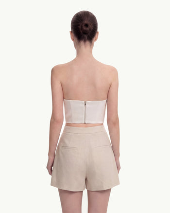 Gewebte Baumwoll-Anzugshorts - Beige