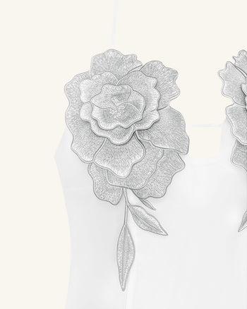 Blumenbesticktes Minikleid - Weiß