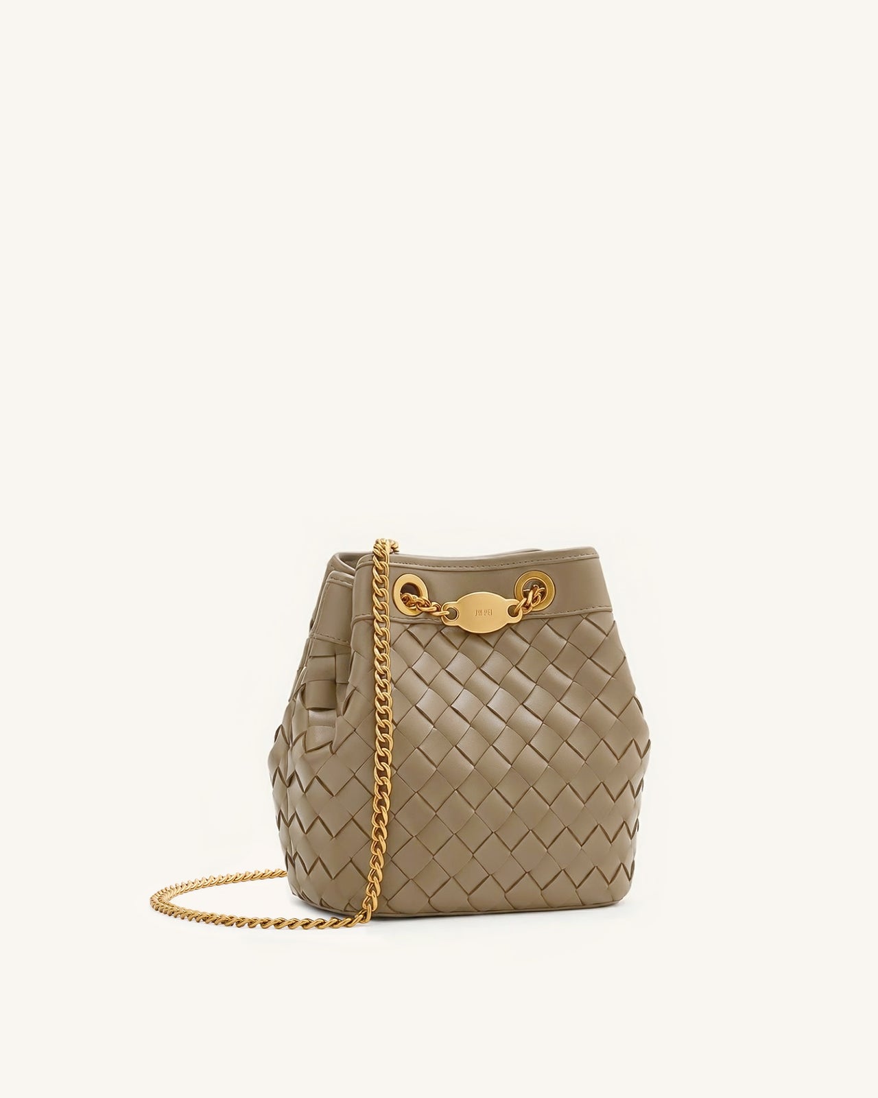 Yara Handgewebte Bucket Bag - Taupe