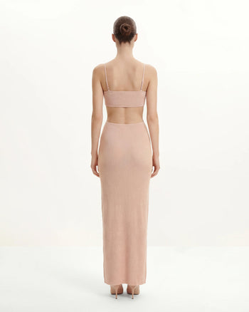 Geripptes Knit Maxikleid mit Cutout - Rosa
