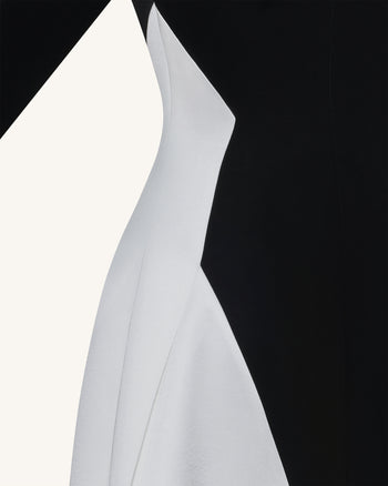 Monochromes Paneel-Langarm-Maxikleid - Schwarz