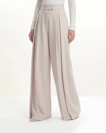 Plissierte Marlenehosen - Beige