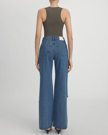 Sophia Verzierte Jeans mit Herzausschnitt - Mittelblau