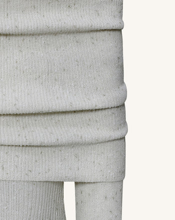 Knit Maxikleid mit schulterfreiem Ausschnitt - Creme