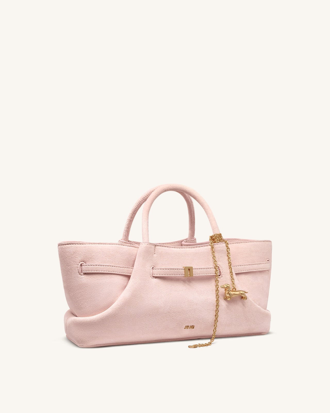 Maeve Tote Bag aus Kunstwildleder mit Dackel-Metallanhänger – Pink