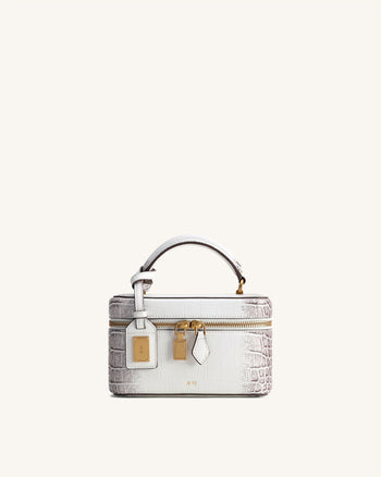 Cleo Box Shape Top Handle Tasche - Weiss Kroko