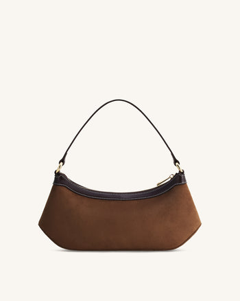 Lily Schultertasche aus Kunstvelours - Dunkelbraun
