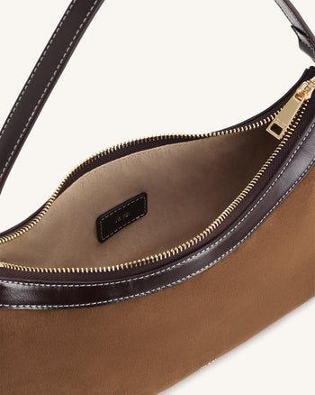 Lily Schultertasche aus Kunstvelours - Dunkelbraun