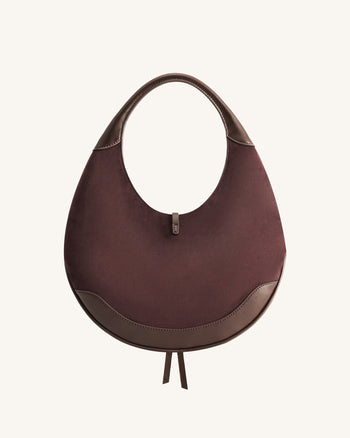 Colette Wildlederimitat Halbmond Hobo Bag - Dunkelbraun