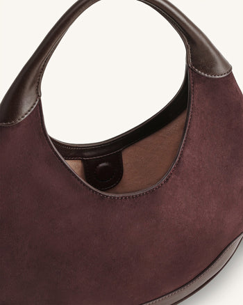 Colette Wildlederimitat Halbmond Hobo Bag - Dunkelbraun