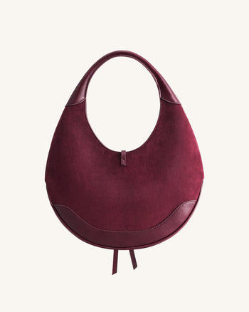 Colette Wildlederimitat Halbmond Hobo Bag - Deep Claret