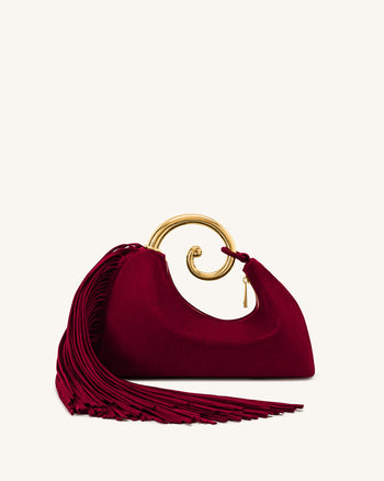 Nell Henkeltasche mit Fransen-Hardware - Burgund