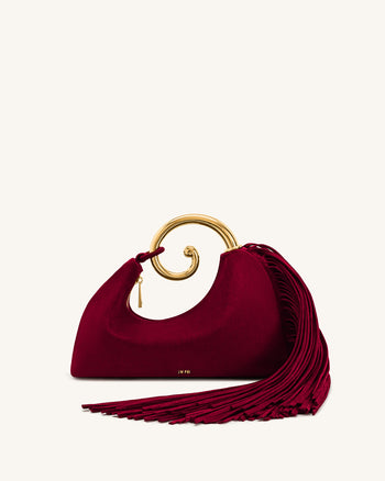 Nell Henkeltasche mit Fransen-Hardware - Burgund