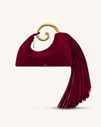 Nell Henkeltasche mit Fransen-Hardware - Burgund