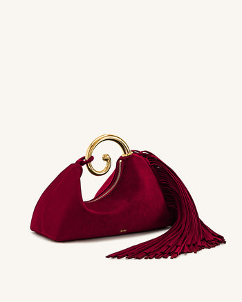Nell Henkeltasche mit Fransen-Hardware - Burgund
