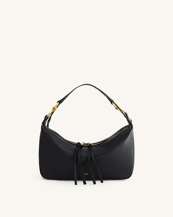 Selia Weich genarbte Crossbody-Tasche - Schwarz