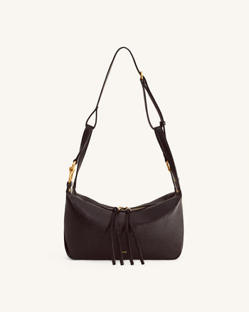 Selia Weich genarbte Crossbody-Tasche - Dunkelbraun