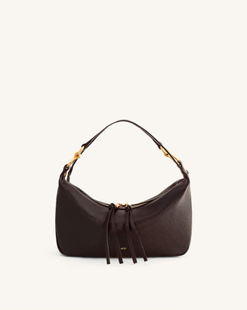 Selia Weich genarbte Crossbody-Tasche - Dunkelbraun