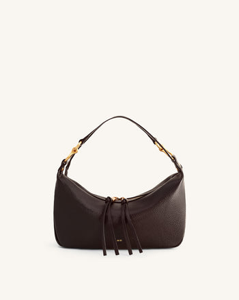 Selia Weich genarbte Crossbody-Tasche - Dunkelbraun
