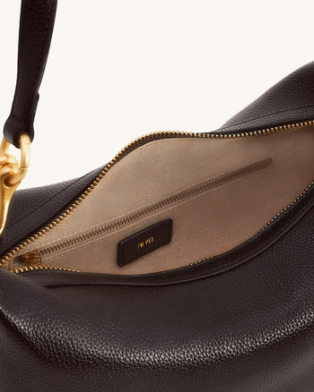 Selia Weich genarbte Crossbody-Tasche - Dunkelbraun