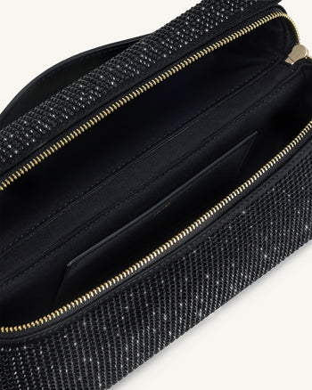 Thea Künstliche Kristall Top Handle Tasche - Schwarz