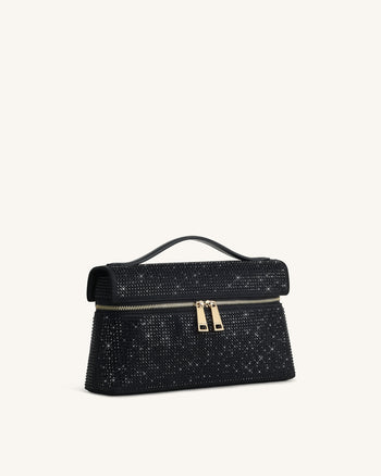 Thea Künstliche Kristall Top Handle Tasche - Schwarz