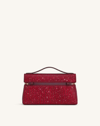 Thea Künstliche Kristall Top Handle Tasche - Rot