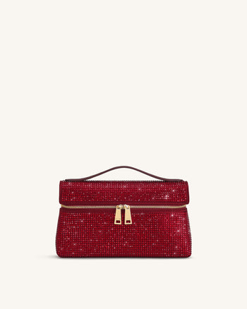Thea Künstliche Kristall Top Handle Tasche - Rot