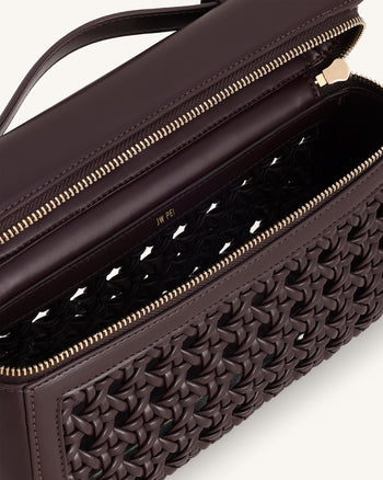 Thea Große geflochtene Henkeltasche - Dunkelrot