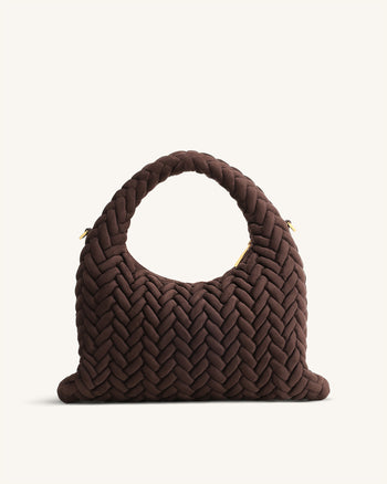 Cora Henkeltasche mit Wildlederimitat-Steppung - Dunkelbraun