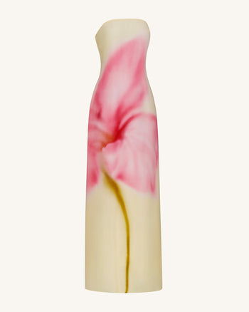 Trägerloses Maxikleid mit Aquarell-Blumendruck - Gelb