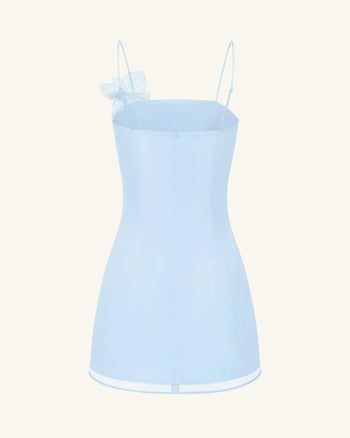 Minikleid mit Orchideen-Applikation - Blau