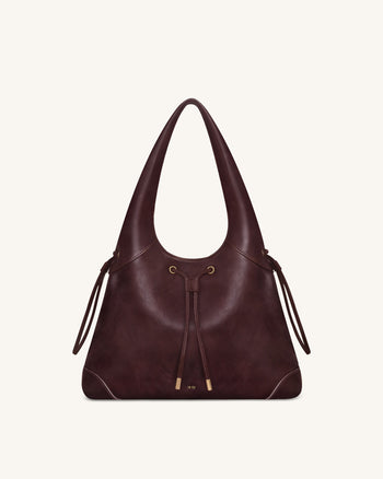 Celandra Hobo-Bag mit Kordelzug – Dunkles Burgund