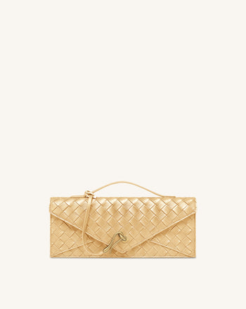 Celeste Strukturierte Henkeltasche in Umschlagform – Champagnergold