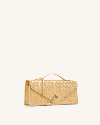 Celeste Strukturierte Henkeltasche in Umschlagform – Champagnergold