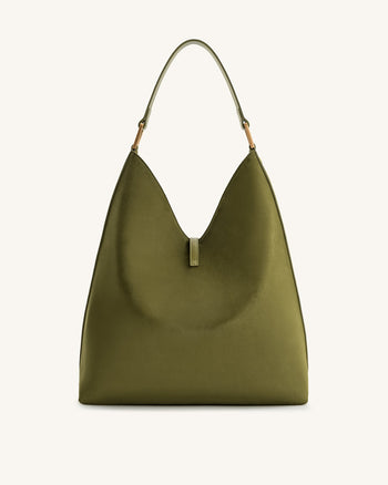 Aria Schultertasche aus Kunstwildleder - Dunkles Olivgrün