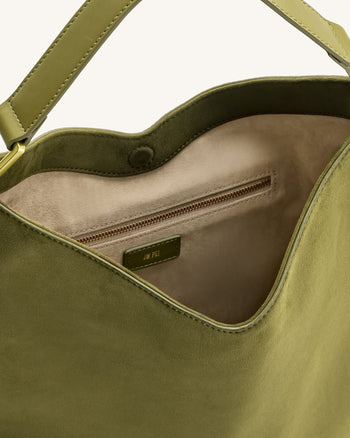 Aria Schultertasche aus Kunstwildleder - Dunkles Olivgrün