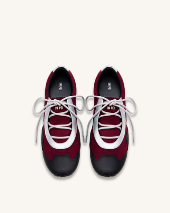Caitlin Kunstwildleder-Schnürballerina-Sneaker - Bordeaux & Hellgrau