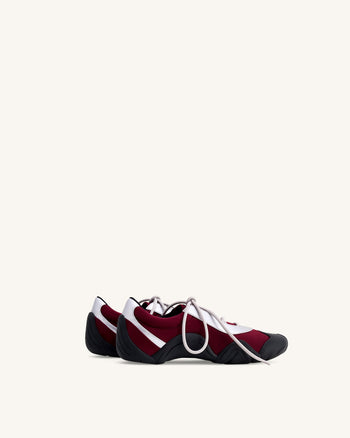 Caitlin Kunstwildleder-Schnürballerina-Sneaker - Bordeaux & Hellgrau
