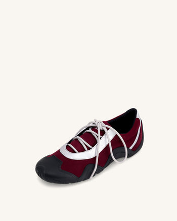 Caitlin Kunstwildleder-Schnürballerina-Sneaker - Bordeaux & Hellgrau