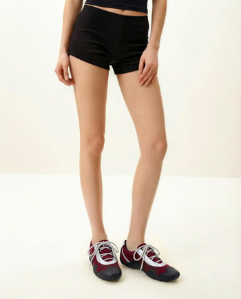 Caitlin Kunstwildleder-Schnürballerina-Sneaker - Bordeaux & Hellgrau