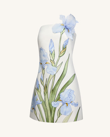 Geblümtes Minikleid - Weiß