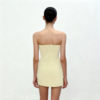 3D Blumenapplikation trägerloses Minikleid - Gelb