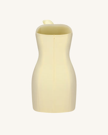 3D Blumenapplikation trägerloses Minikleid - Gelb