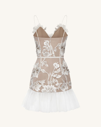 Blumen Trägerkleid Minikleid - Weiß