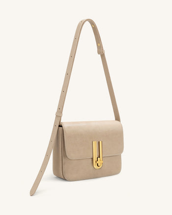 Evania Lock Gekörnte Schultertasche - Khaki