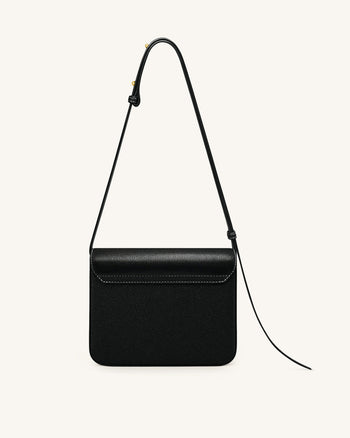 Evania Lock Gekörnte Schultertasche - Schwarz