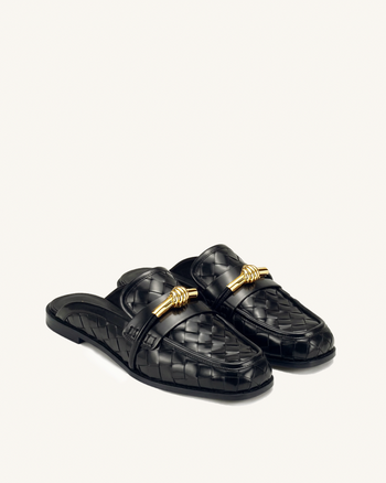 Elowen Geflochtene Horsebit-Mule-Loafer - Schwarz