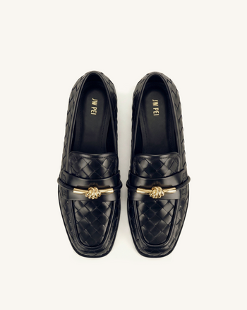 Elowen Geflochtene Horsebit-Loafer - Schwarz
